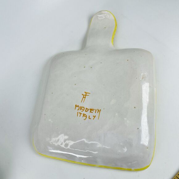 Italy Pottery Majolica Snack Set Tray Cup Galletto Rooster Design Terracotta VTG - Picture 9 of 16